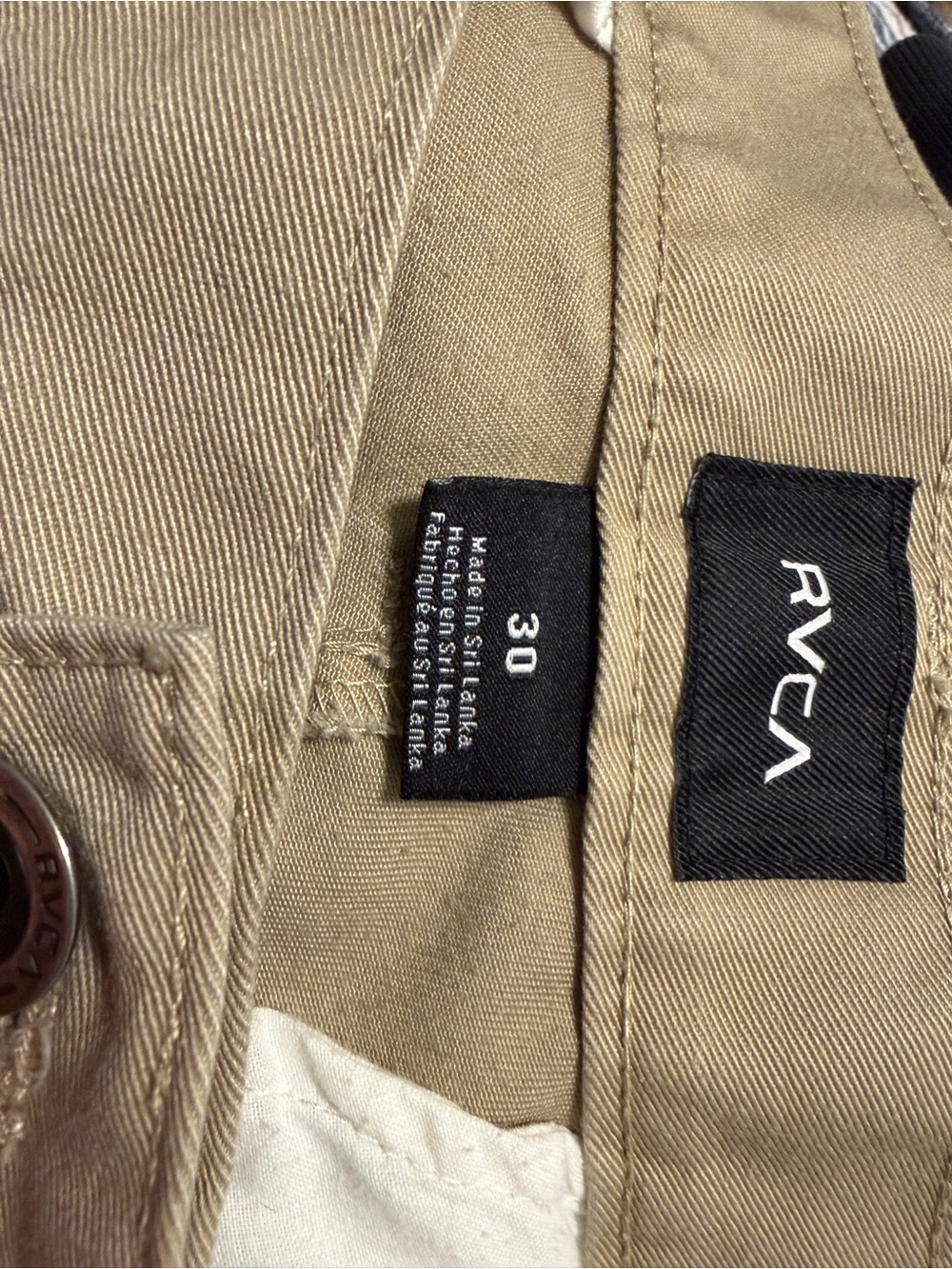 RVCA Men's Khaki Flat-Front Shorts - Picture 3 of 4